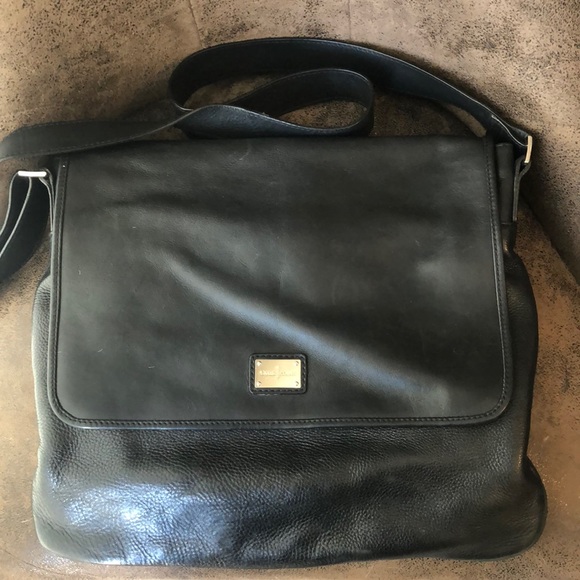 Cole Haan Black Leather Messenger Bag - Picture 1 of 4